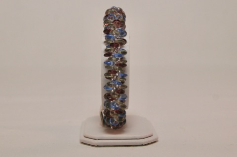 Grey, Blue, and Purple Lentil Spiral Beaded Kumihimo Bracelet